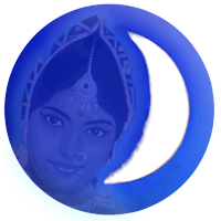 Picture of an Indian woman's face with a crescent moon