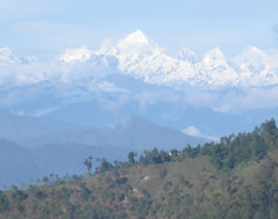 Landscape shot of snow-capped mountains of the Far East